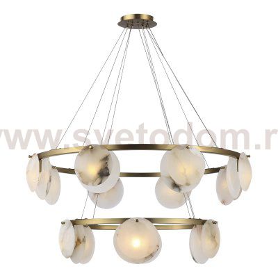 utsenka-SL1520.303.14 Светильник подвесной ST-Luce Латунь/Алебастр G9 14*5W 4000K CLAM