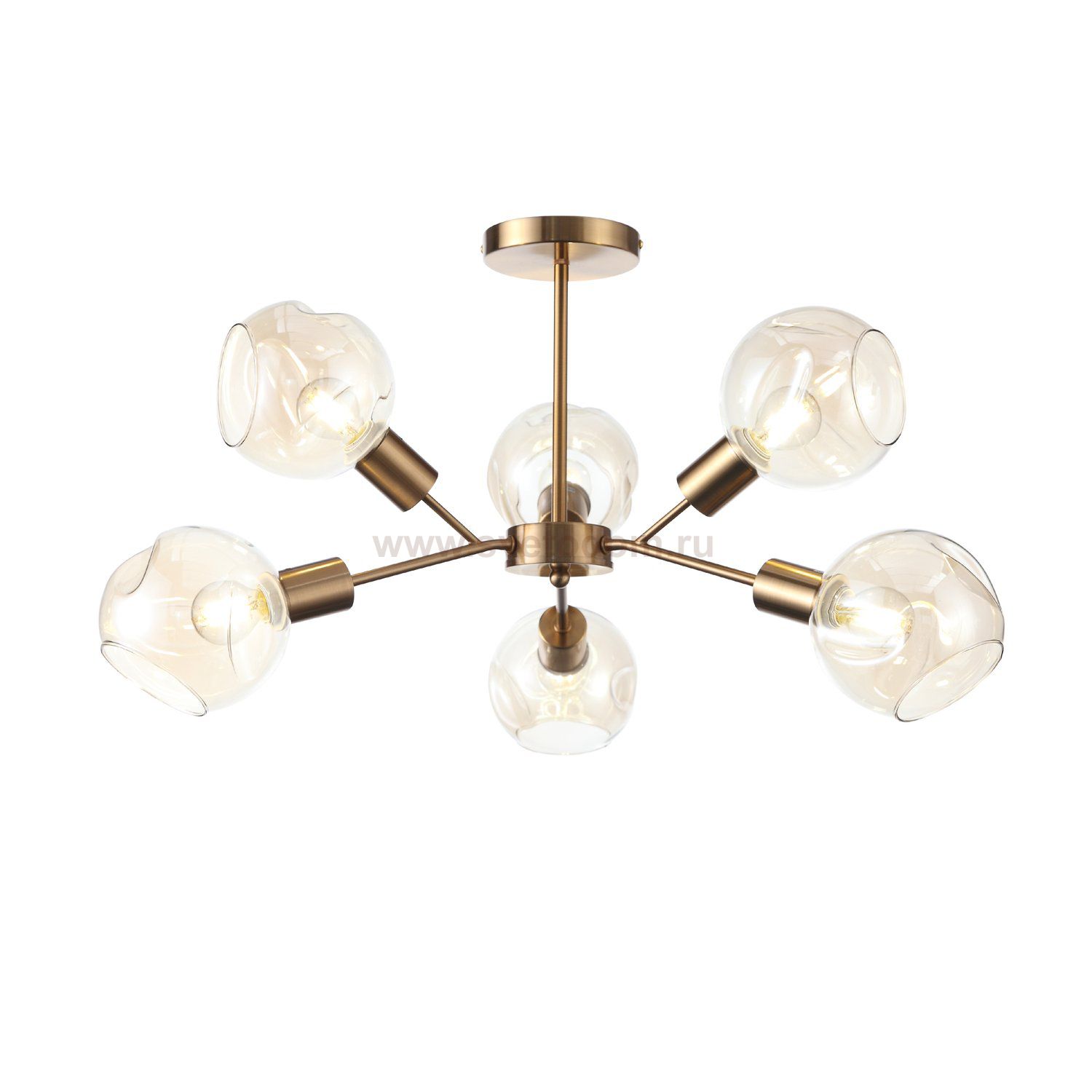 utsenka-SLE155302-06 Светильник потолочный Античная медь/Янтарный E14 6*60W GENTORE