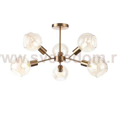 utsenka-SLE155302-06 Светильник потолочный Античная медь/Янтарный E14 6*60W GENTORE