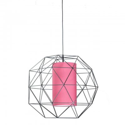 Подвесной светильник Cage Three S3 12 03g, металл (черный)/ткань (бордовая), D60см/H30см, 1 x E27/60 Подвесной светильник Cage Three S3 12 03g, металл (черный)/ткань (бордовая), D60см/H30см, 1 x E27/60