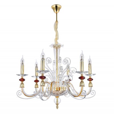 Светильник Crystal Lux CATARINA SP12+6 V2 GOLD/TRANSPARENT-COGNAC