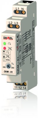 Zamel Реле контроля чередования фаз и падения напряжения 3Ф 10А 170/200VAC (Umin) IP20 на DIN рейку (CKM-01) Zamel Реле контроля чередования фаз и падения напряжения 3Ф 10А 170/200VAC (Umin) IP20 на DIN рейку (CKM-01)