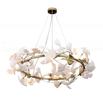 Люстра Cloyd PARAMARIBO C7 / D60 см - золото - белая керамика (арт.10401)