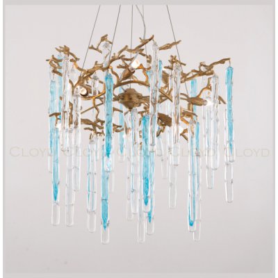 Люстра Cloyd PANGEA C8 / D63 см - латунь - голубое стекло (арт.10404)