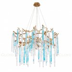 Люстра Cloyd PANGEA C10 / D86 см - латунь - голубое стекло (арт.10405)