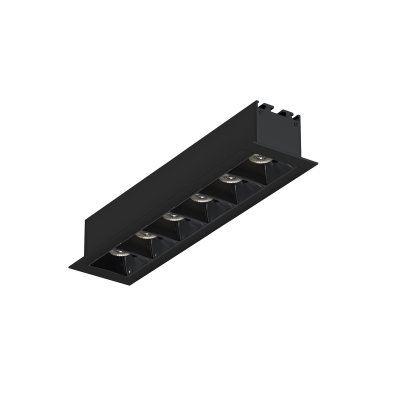Donolux Led св-к встраиваемый, 6W, 176,2х48мм, H36мм, 462Lm, 48°, 3000К, IP20, корпус черный, черные модули, блок питания AC/DC 24V в комплекте