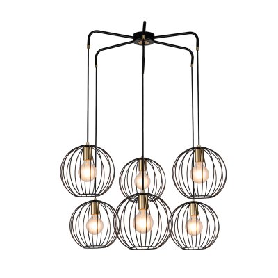 Подвесной светильник Escada 10176/6 E27*60W Black/Brass QUEBEC