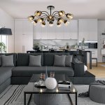 Светильник на штанге Escada 1148/12P E27*40W Black/Brass BOUQUET