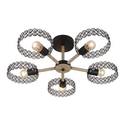 Светильник на штанге Escada 679/5P E27*60W Black/Wood BANJO