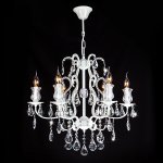 Люстра Eurosvet 10077/6 глянцевый белый/прозрачный хрусталь Strotskis