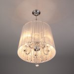 Люстра подвесная с абажуром и хрусталем 2045/5 хром/белый