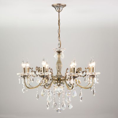 Подвесная люстра с хрусталем 3281/8 античная бронза / прозрачный хрусталь