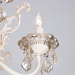 Подвесная люстра с хрусталем в классическом стиле 3281/5 белый с золотом / тонированный хрусталь