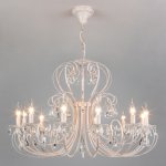 Люстра подвесная с хрусталем 3305/12 белый с золотом / прозрачный хрусталь