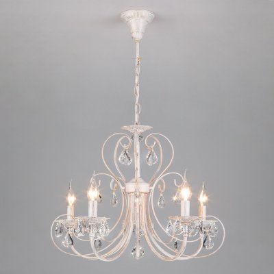 Люстра с хрусталем в классическом стиле 3305/5 белый с золотом / прозрачный хрусталь