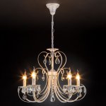 Люстра с хрусталем в классическом стиле 3305/5 белый с золотом / прозрачный хрусталь