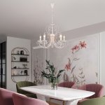 Люстра с хрусталем в классическом стиле 3305/5 белый с золотом / прозрачный хрусталь