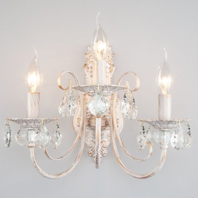 Бра с хрусталем 3305/3  белый с золотом / прозрачный хрусталь