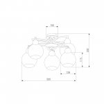 Потолочная люстра с белыми плафонами 9654/5 хром/венге