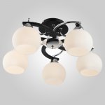 Потолочная люстра с белыми плафонами 9654/5 хром/венге