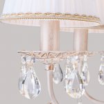 Подвесная люстра с хрусталем и абажурами 3637/7 белый с золотом / прозрачный хрусталь