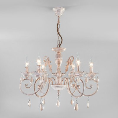 Классическая подвесная люстра 10009/6 золото с белым