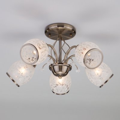 Люстра с плафонами с узором 30026/5 античная бронза Люстра с плафонами с узором 30026/5 античная бронза