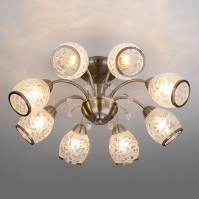 Потолочная люстра с хрусталем 30026/8 античная бронза Потолочная люстра с хрусталем 30026/8 античная бронза