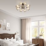 Потолочная люстра с хрусталем 30026/8 античная бронза