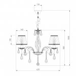 Люстра с тканевыми абажурами и хрустальными подвесками 10054/5 белый с золотом