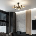 Потолочная люстра лофт с деревянными элементами 70056/8 черный