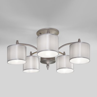 Люстра с атласными абажурами 60080/5 сатин-никель Люстра с атласными абажурами 60080/5 сатин-никель