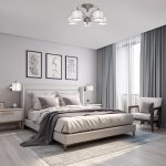 Люстра с атласными абажурами 60080/5 сатин-никель