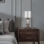 Классическая настольная лампа с абажуром 01045/1 сатин-никель