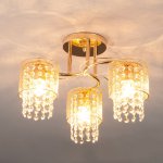 Потолочный светильник с металлическими плафонами и хрусталем 30137/3 золото