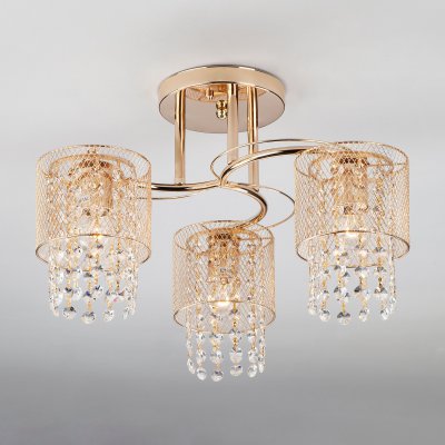 Потолочный светильник с металлическими плафонами и хрусталем 30137/3 золото