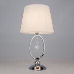 Настольная лампа с белым абажуром 01055/1 хром/прозрачный хрусталь Strotskis