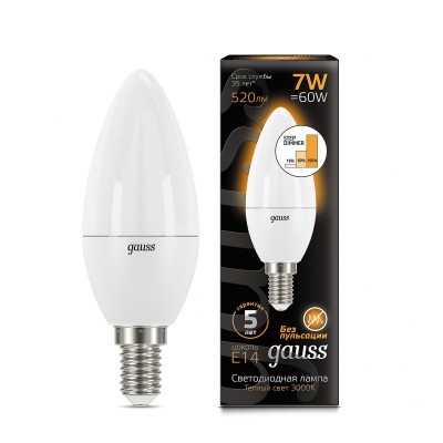 

Лампа Gauss LED Candle E14 7W 2700К step dimmable, 103101107-S