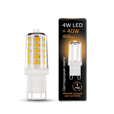 

Лампа Gauss LED G9 AC185-265V 4W 400lm 2700K керамика (107309104, 107309104