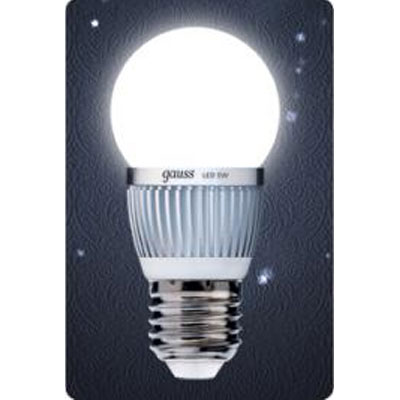 Лампа светодиодная Gauss Led P45 Globe 5W E27 4100K (= 50W обычной) Лампа светодиодная Gauss Led P45 Globe 5W E27 4100K (= 50W обычной)