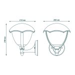 Светильник садово-парковый Gauss Aura на стену вверх 188*210*238mm, 170-240V / 50Hz, 1xE27, Max.60W, IP: 54, (GD027)