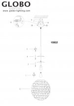 Светильник подвесной шар 280 мм Globo 15822 Imizu