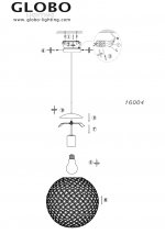 Светильник подвесной Globo 16004 Konda