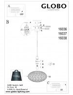 Светильник подвесной Globo 16036 Megi
