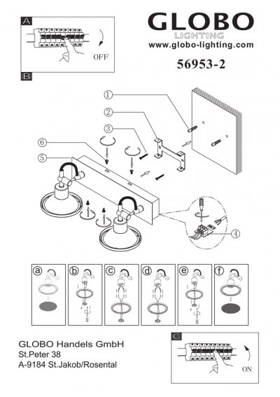 Светильник Globo 56953-2 Aaron