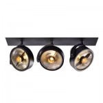SLV 113370 KALU Einbauleuchte, 3 Spots, mattschwarz, 3xES111, max. 3x75W