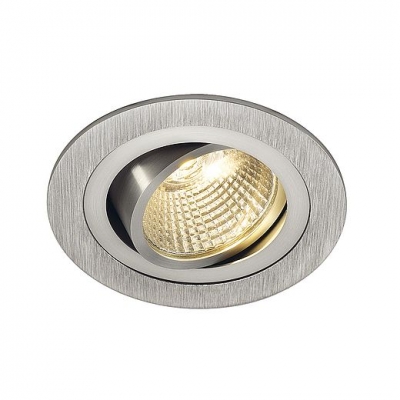 SLV 113876 NEW TRIA LED DL ROUND Set, Downlight, alu-brushed,6W,38°, 2700K, inkl. Treiber, Clipfed.