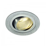 SLV 113906 NEW TRIA LED DL ROUND Set, Downlight, alu-brushed,6W,38°, 3000K, inkl. Treiber, Clipfed.