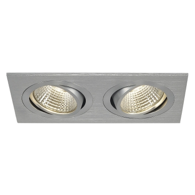SLV 113926 NEW TRIA II LED DL SQUARE Set, alu-brushed, 2x6W, 38°, 3000K, inkl. Treiber, Clipfed.