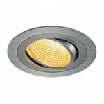SLV 114226 NEW TRIA LED DL ROUND Set, alu-brushed, 12W, 38°, 2700K, inkl. Treiber, Clipfed.